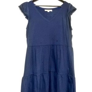 LOFT Tiered Navy Dress